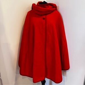 Vintage Jimmy Hourihan Dublin Red Wool Cape OS One Size Holiday Xmas Ireland